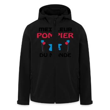 MEILLEUR POMPIER DU MONDE - Veste softshell homme en polyester recyclé Stanley/Stella - noir - Devant - AI Model Male 185 light (185cm)