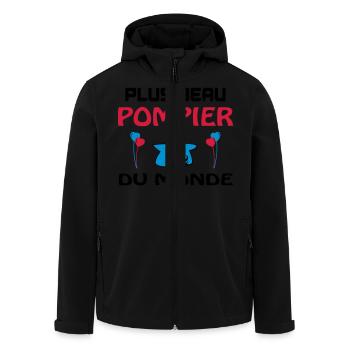 PLUS BEAU POMPIER DU MONDE - Veste softshell homme en polyester recyclé Stanley/Stella - noir - Devant - AI Model Male 185 light (185cm)