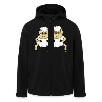 2 Sheep Looking Tired Bored Friends Team Crew - Men’s Recycled Softshell Jacket by Stanley/Stella - black - Front - AI Model Male 185 light (185cm)