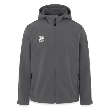 Gute Vibes Only - Neon Kontrast - Men’s Recycled Softshell Jacket by Stanley/Stella - black - Front - AI Model Male 185 light (185cm)