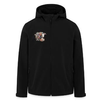 Flowers Galgo Heart No2 - Men’s Recycled Softshell Jacket by Stanley/Stella - black - Front - AI Model Male 185 light (185cm)