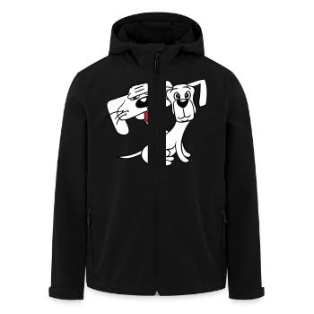 2 Hunde Gucken Lustig Komisch Albern Sitzen Cool - Recycelte Männer Softshell-Jacke von Stanley/Stella - Schwarz - Vorne - AI Model Male 185 light (185cm)
