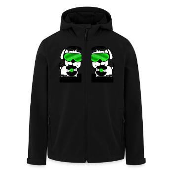 2 Hunde DJ Vinyl Schallplatte Club Disko Musik Duo - Recycelte Männer Softshell-Jacke von Stanley/Stella - Schwarz - Vorne - AI Model Male 185 light (185cm)