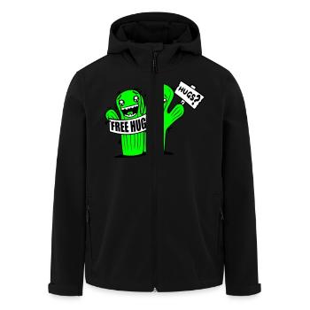 Free Hugs Cactus Hug Face Sad Shield - Men’s Recycled Softshell Jacket by Stanley/Stella - black - Front - AI Model Male 185 light (185cm)