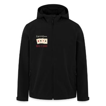 Life Is A Game Bridge Is Serious Card Player - Men’s Recycled Softshell Jacket by Stanley/Stella - black - Front - AI Model Male 185 light (185cm)
