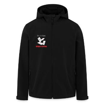 Das Leben ist ein Spiel, Bridge ist ein ernsthafter Sportkartenspieler - Recycelte Männer Softshell-Jacke von Stanley/Stella - Schwarz - Vorne - AI Model Male 185 light (185cm)