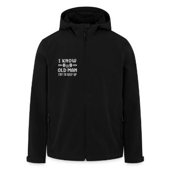 I Know I Lift Like An Old Man Try to Keep Up Gym - Men’s Recycled Softshell Jacket by Stanley/Stella - black - Front - AI Model Male 185 light (185cm)