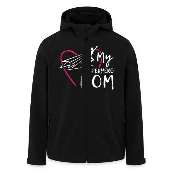 My Superhero Mom - Men’s Recycled Softshell Jacket by Stanley/Stella - black - Front - AI Model Male 185 light (185cm)