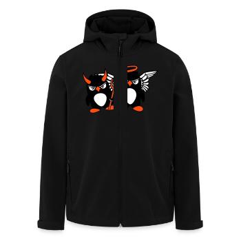 2 Penguins Angel Devil Evil Good Sky Hell Cool - Men’s Recycled Softshell Jacket by Stanley/Stella - black - Front - AI Model Male 185 light (185cm)