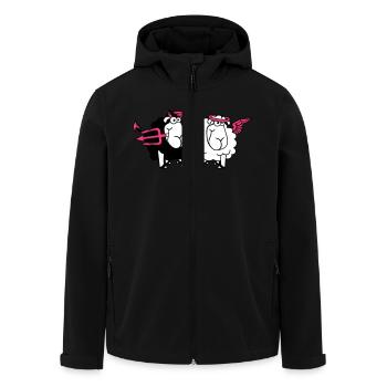 2 Sheep Angel Devil Satan Hell Evil Heaven Good - Men’s Recycled Softshell Jacket by Stanley/Stella - black - Front - AI Model Male 185 light (185cm)