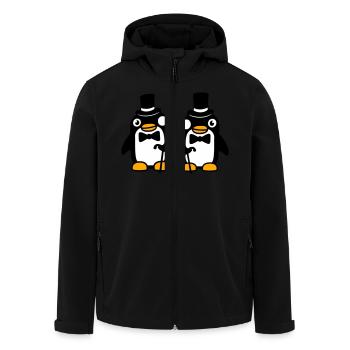 2 Messieurs Pingouin Sir M. Monocle Chapeau Haut de Forme - Veste softshell homme en polyester recyclé Stanley/Stella - noir - Devant - AI Model Male 185 light (185cm)