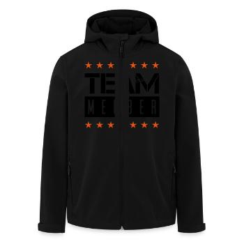 Team Member - Men’s Recycled Softshell Jacket by Stanley/Stella - black - Front - AI Model Male 185 light (185cm)