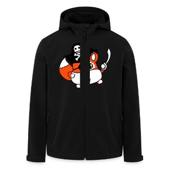 Kleiner Süßer Kapitän Fuchs Pirat Tier Augenklappe - Recycelte Männer Softshell-Jacke von Stanley/Stella - Schwarz - Vorne - AI Model Male 185 light (185cm)