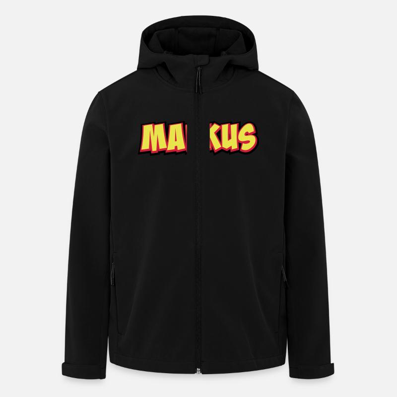 Cadeau Prénom Markus - Veste softshell homme en polyester recyclé Stanley/Stella - noir