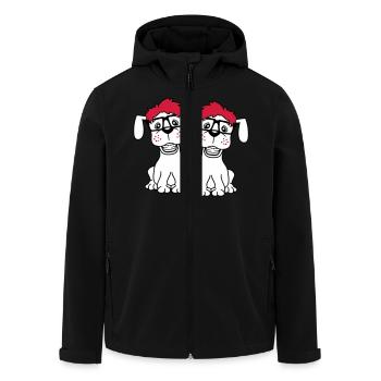 2 Hunde Nerd Hornbrille Geek Zahnspange Schlau - Recycelte Männer Softshell-Jacke von Stanley/Stella - Schwarz - Vorne - AI Model Male 185 light (185cm)