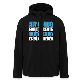 Jung genug, die Rente zu genießen Geschenk - Recycelte Männer Softshell-Jacke von Stanley/Stella - Schwarz - Vorne - AI Model Male 185 light (185cm)