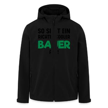 Cooler Bauer - Recycelte Männer Softshell-Jacke von Stanley/Stella - Schwarz - Vorne - AI Model Male 185 light (185cm)