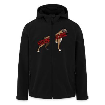 Hund / Boxer: Kissing Machine - Recycelte Männer Softshell-Jacke von Stanley/Stella - Schwarz - Vorne - AI Model Male 185 light (185cm)