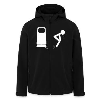 white petrol - Men’s Recycled Softshell Jacket by Stanley/Stella - black - Front - AI Model Male 185 light (185cm)