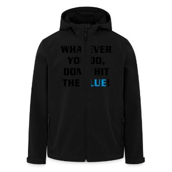 SNOOKER - Text: WHATEVER YOU DO, DO NOT HIT THE - Men’s Recycled Softshell Jacket by Stanley/Stella - black - Front - AI Model Male 185 light (185cm)