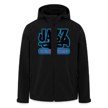 jazz is my life - Veste softshell homme en polyester recyclé Stanley/Stella - noir - Devant - AI Model Male 185 light (185cm)