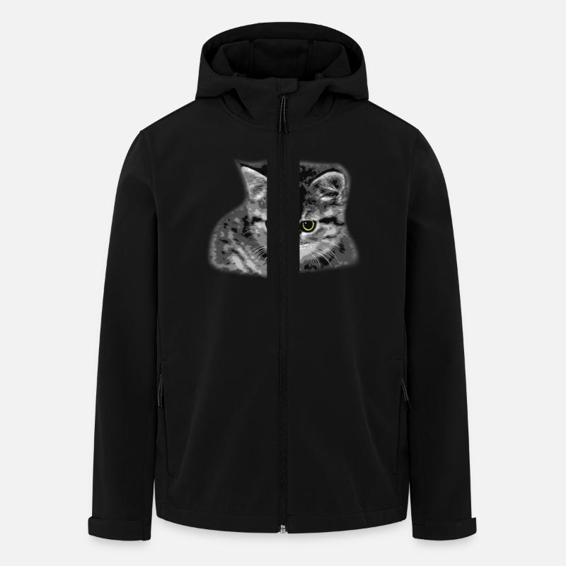 Cat - green eyes - Men’s Recycled Softshell Jacket by Stanley/Stella - black