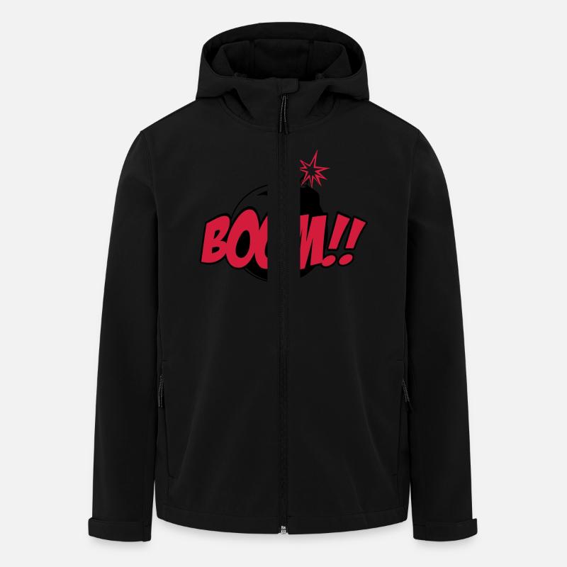 boom - comic sound - Men’s Recycled Softshell Jacket by Stanley/Stella - black