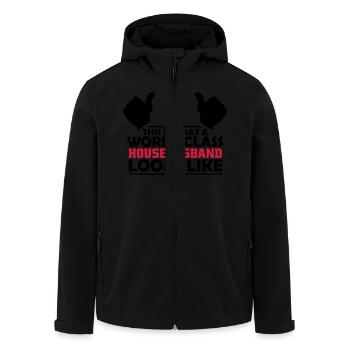 world class househusband - Men’s Recycled Softshell Jacket by Stanley/Stella - black - Front - AI Model Male 185 light (185cm)