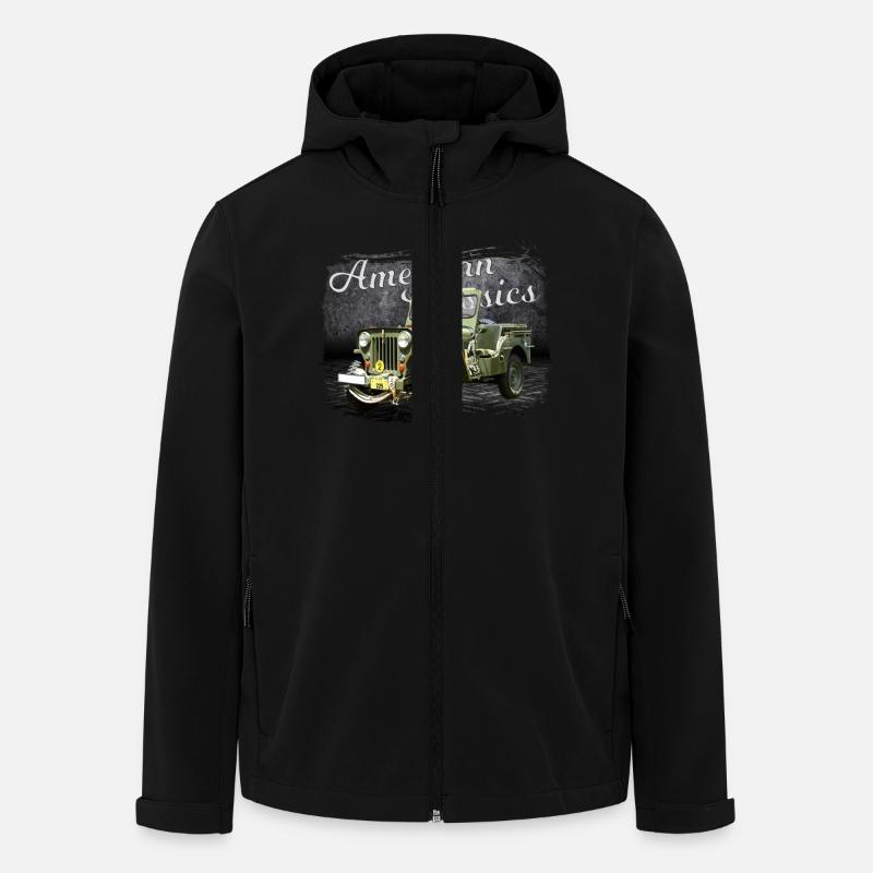 American Classics Willys Jeep Oldtimer - Recycelte Männer Softshell-Jacke von Stanley/Stella - Schwarz