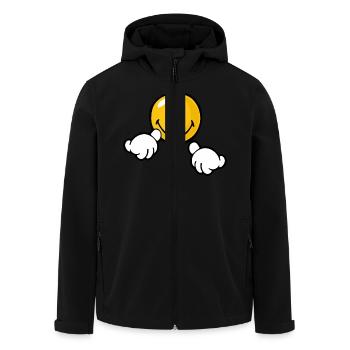 Smiley Attention - Men’s Recycled Softshell Jacket by Stanley/Stella - black - Front - AI Model Male 185 light (185cm)