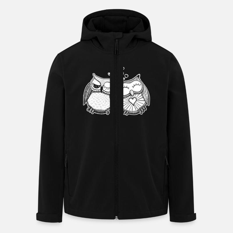 Hibou couple amoureux - Veste softshell homme en polyester recyclé Stanley/Stella - noir