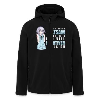 Anime - Kreativer als du - Recycelte Männer Softshell-Jacke von Stanley/Stella - Schwarz - Vorne - AI Model Male 185 light (185cm)