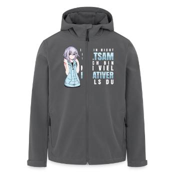 Anime - Kreativer als du - Recycelte Männer Softshell-Jacke von Stanley/Stella - Anthrazit - Vorne - AI Model Male 185 light (185cm)