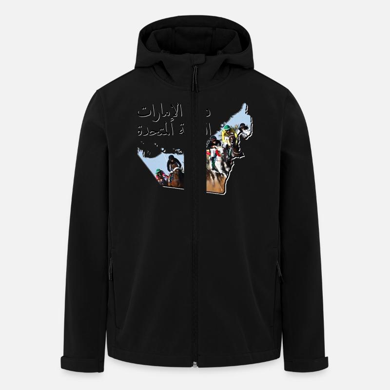 (VAE) Emirate Landkarte umrahmt Pferderennen AE - Recycelte Männer Softshell-Jacke von Stanley/Stella - Schwarz