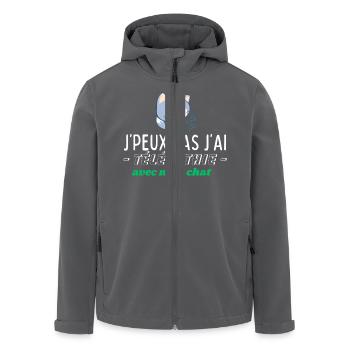 I can't, I have telepathy with my cat - Men’s Recycled Softshell Jacket by Stanley/Stella - black - Front - AI Model Male 185 light (185cm)