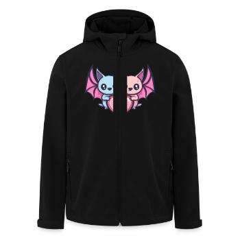 Fledermaus Paar Liebe Valentinstag - Recycelte Männer Softshell-Jacke von Stanley/Stella - Schwarz - Vorne - AI Model Male 185 light (185cm)