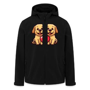Golden Retriever Dogs Couple Love Valentine's Day - Men’s Recycled Softshell Jacket by Stanley/Stella - black - Front - AI Model Male 185 light (185cm)