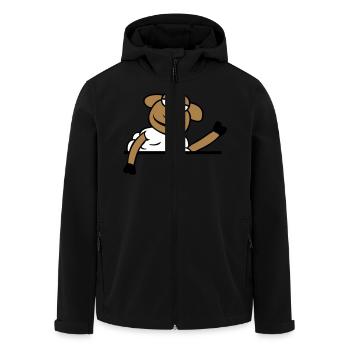 Schaf Winkt Hinter Mauer Zaun Schild Cool Lächeln - Recycelte Männer Softshell-Jacke von Stanley/Stella - Schwarz - Vorne - AI Model Male 185 light (185cm)