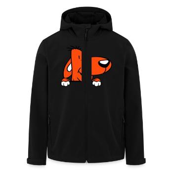 Hund Hinter Mauer Zaun Schild Guckt Lustig Frech - Recycelte Männer Softshell-Jacke von Stanley/Stella - Schwarz - Vorne - AI Model Male 185 light (185cm)