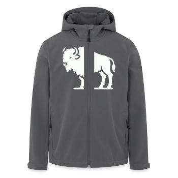 Bison Animal - Men’s Recycled Softshell Jacket by Stanley/Stella - anthracite - Front - AI Model Male 185 light (185cm)