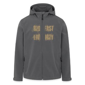 RIDE FAST LIVE DIRTY – MOUNTAINBIKE - MOTOCROSS - Recycelte Männer Softshell-Jacke von Stanley/Stella - Schwarz - Vorne - AI Model Male 185 light (185cm)