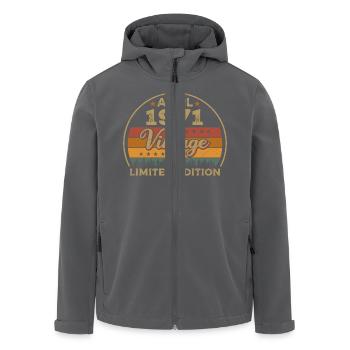 Avril 1971, anniversaire avril 1971, cadeau avril 1971 - Veste softshell homme en polyester recyclé Stanley/Stella - noir - Devant - AI Model Male 185 light (185cm)