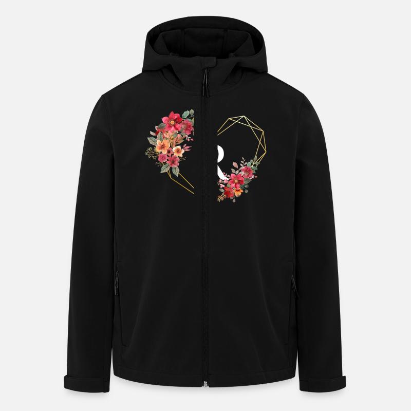 Blumiger goldener Herzbuchstabe - Recycelte Männer Softshell-Jacke von Stanley/Stella - Schwarz