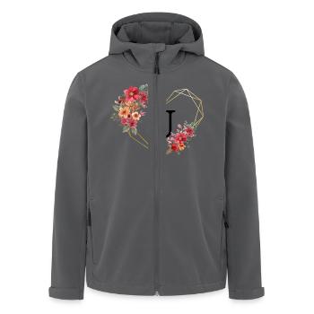 Floral Golden Heart U Letter - Men’s Recycled Softshell Jacket by Stanley/Stella - black - Front - AI Model Male 185 light (185cm)