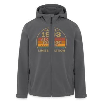 April 1993, birthday April 1993, gift April 1993 - Men’s Recycled Softshell Jacket by Stanley/Stella - black - Front - AI Model Male 185 light (185cm)