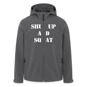 Shut up and Squat - Bodybuilding - Bodybuilders - Men’s Recycled Softshell Jacket by Stanley/Stella - black - Front - AI Model Male 185 light (185cm)