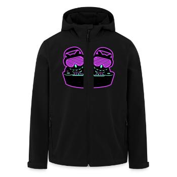 2 DJ Eulen Mischpult Musik auflegen Club Party Duo - Recycelte Männer Softshell-Jacke von Stanley/Stella - Schwarz - Vorne - AI Model Male 185 light (185cm)