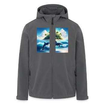 Tanz der Delfine – Tropische Inselträume - Recycelte Männer Softshell-Jacke von Stanley/Stella - Schwarz - Vorne - AI Model Male 185 light (185cm)