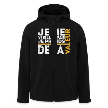 Ich werde nicht alt, ich steigere meinen Wert - Recycelte Männer Softshell-Jacke von Stanley/Stella - Schwarz - Vorne - AI Model Male 185 light (185cm)