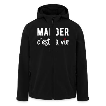 Manger cadeau humour - Veste softshell homme en polyester recyclé Stanley/Stella - noir - Devant - AI Model Male 185 light (185cm)